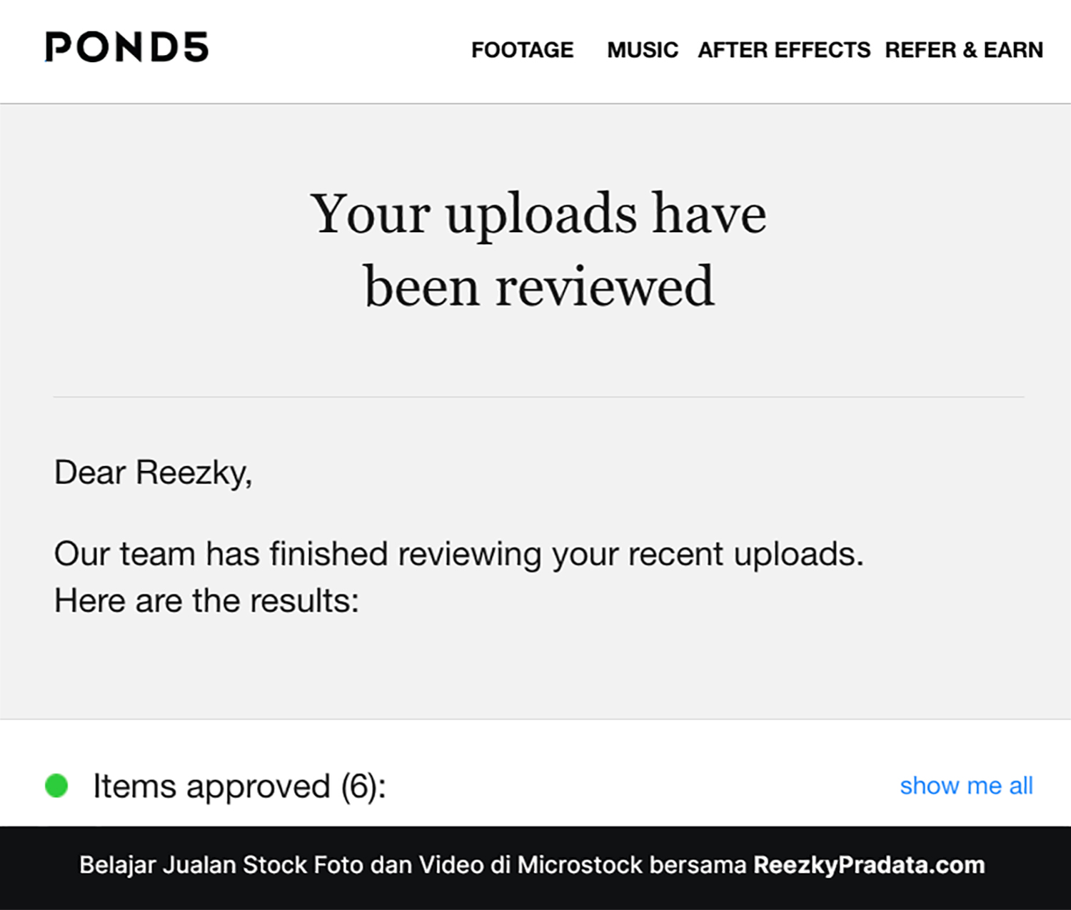 Email Approve dari Pond5
