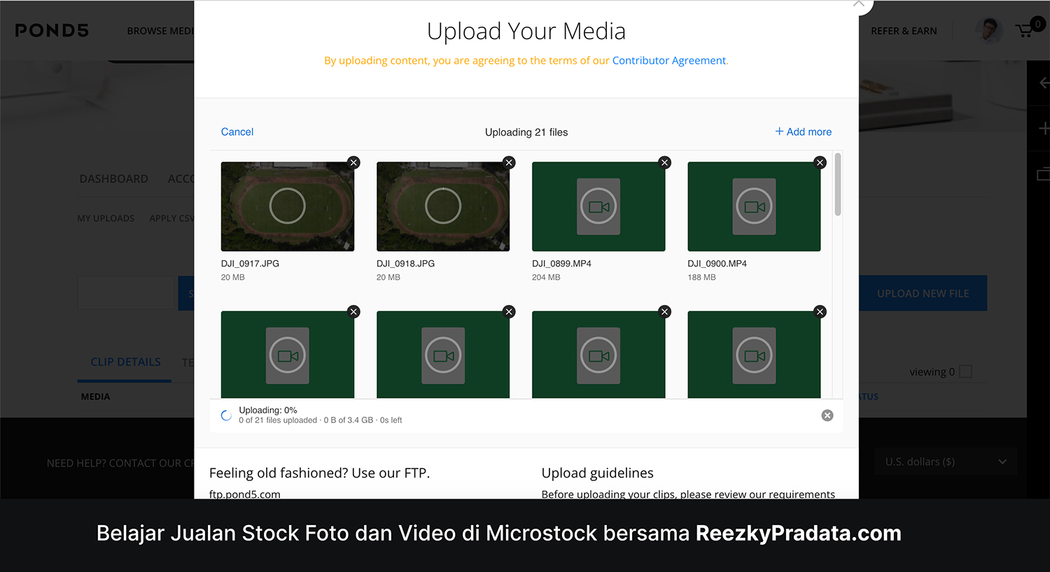 Upload Video di Pond5